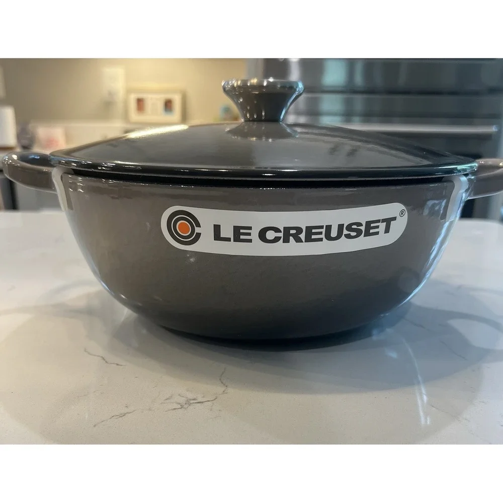 Le Creuset Signature 3.5‎ Qt Cast Iron Braiser #24 Oyster Flint Gray NIB NOS